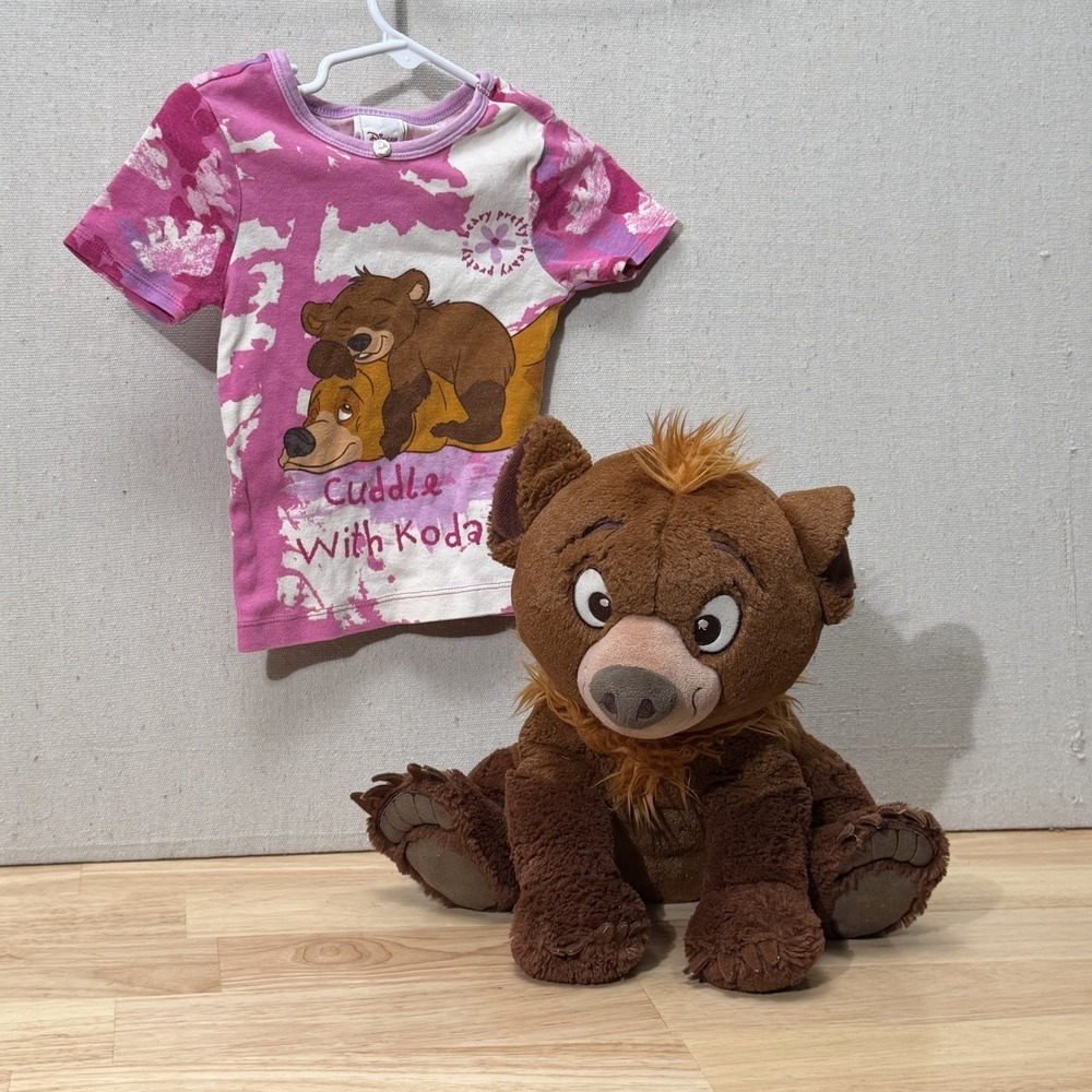 Rare VTG Y2K Disney Brother Bear Shirt Kids 4T Youth & 2018 Koda Plush Bundle